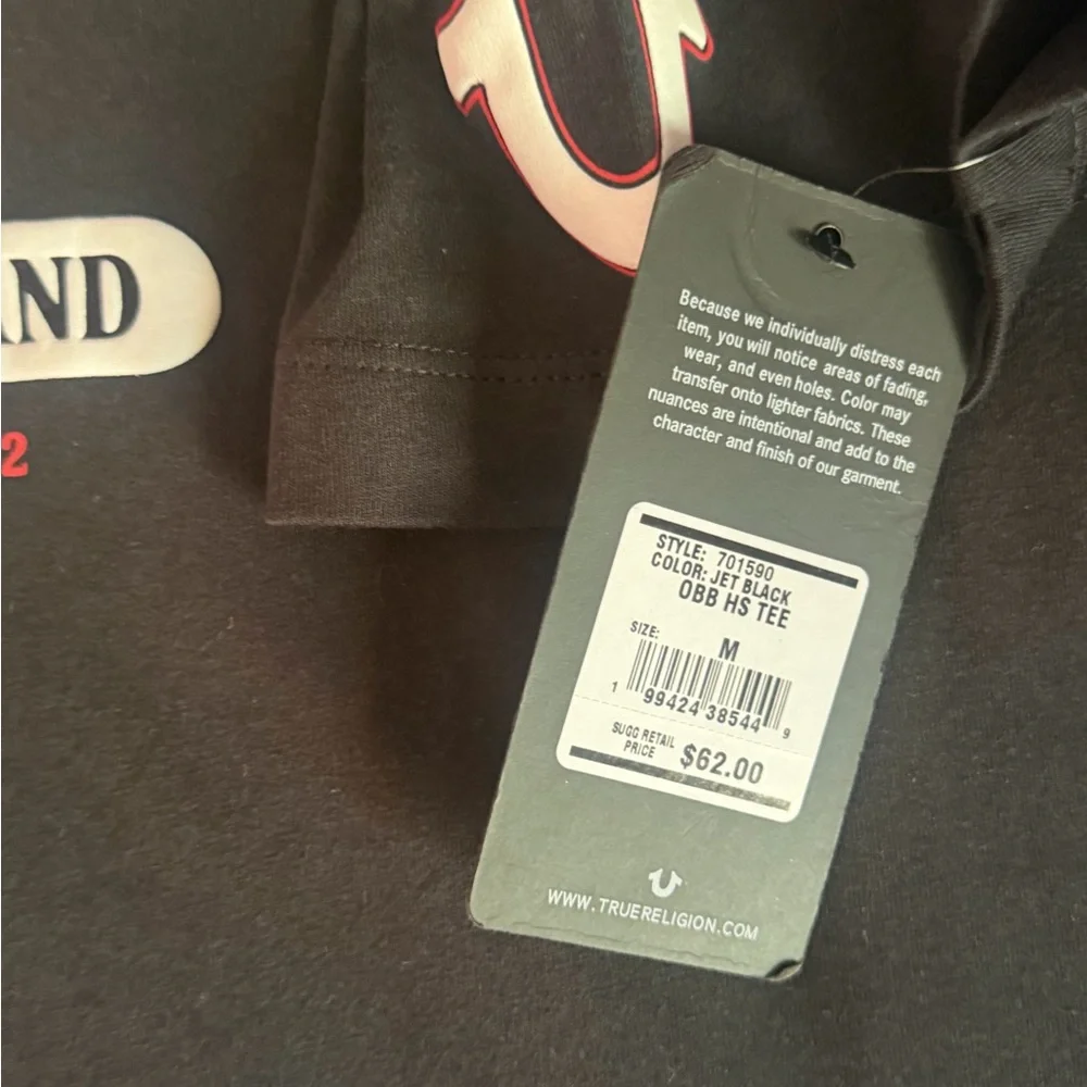 True Religion Black Tee with White and Red Logo